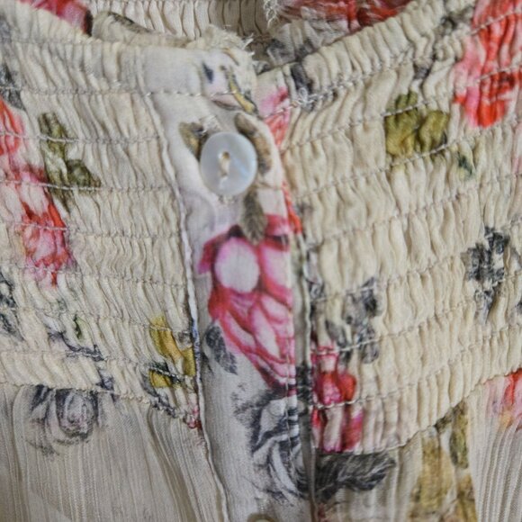 Sundance Amelia Floral Sheer Blouse With Cami Bohemian Ruffled Smocked Size PS - Picture 7 of 10